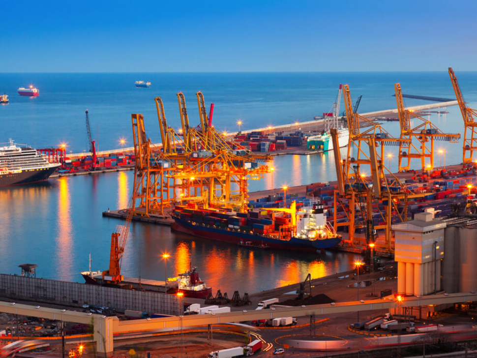 Port de Barcelona in night -  commercial/industrial port (Barcelona Free Port)